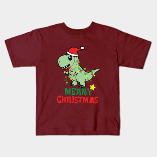 Santa dinosaur, Minimalist Santa Claus Kids T-Shirt